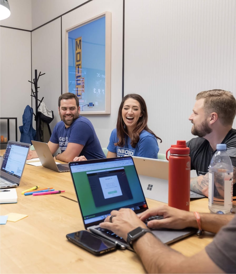 Team members laughing